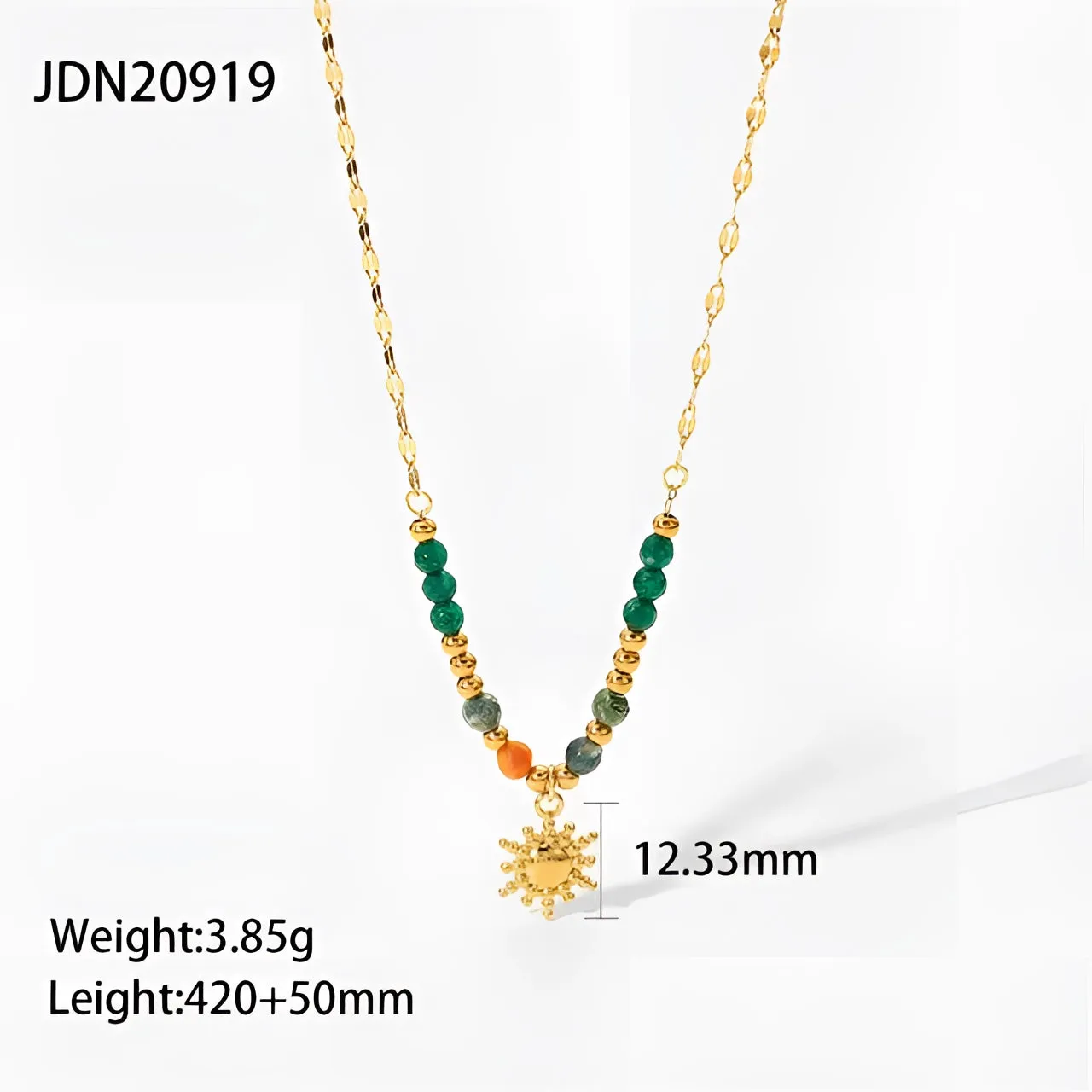 Bohemian Multi-Color Beaded Sun Pendant Necklace - Celestial Jewelry