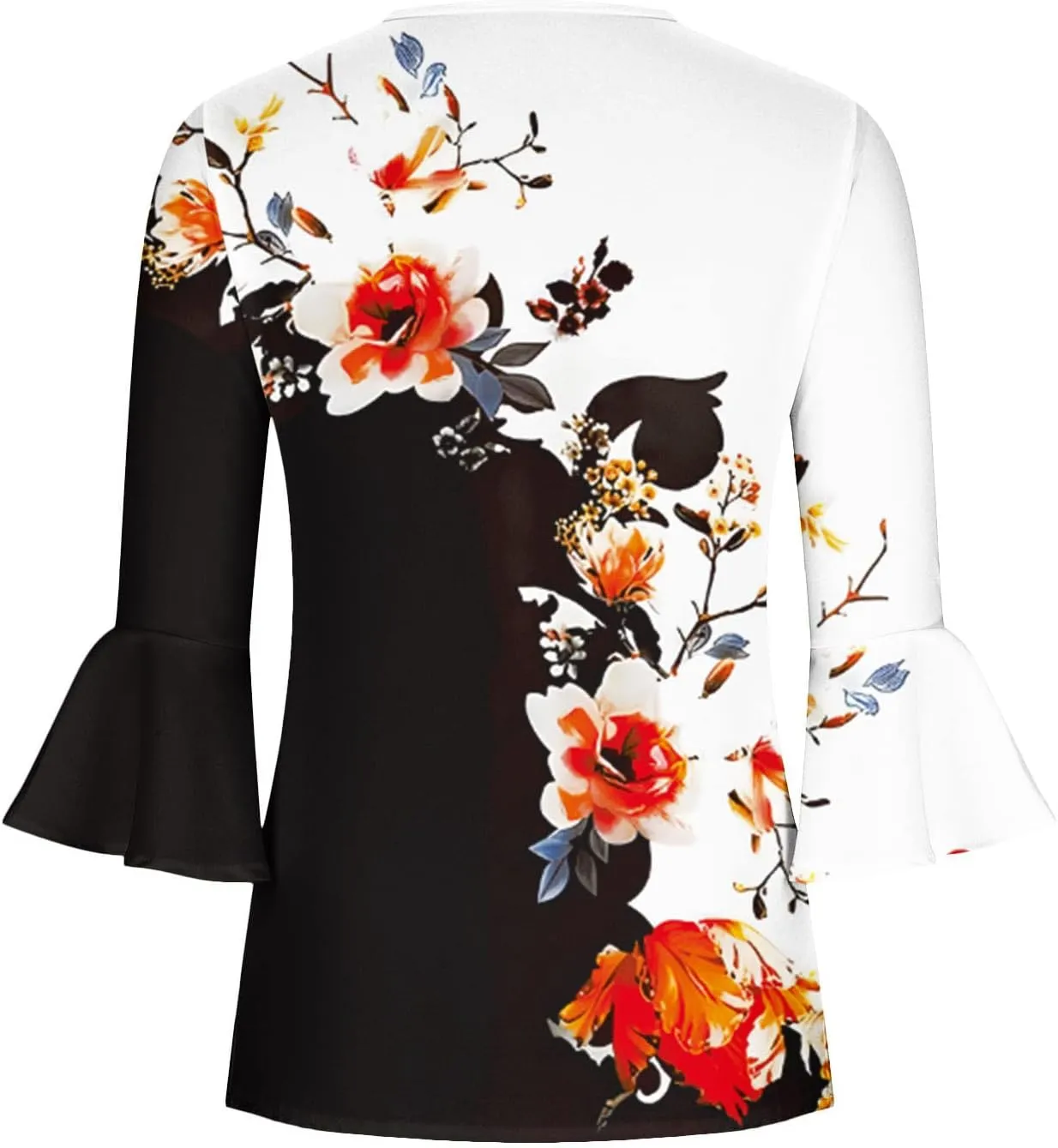 Bohemian Tops for Women Trendy 2023 Sexy Elegant t-Shirt Boho Floral Print 3/4 Bell Sleeve v Neck Shirts Blouse