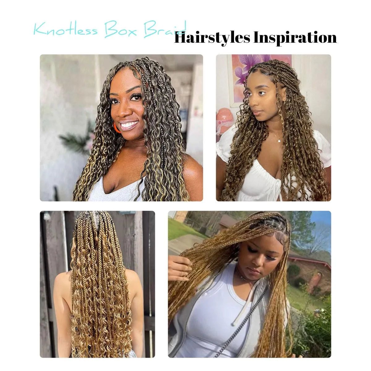 Boho Braided Wig 36 inch 360° HD Full Single-layer Lace Braid Wigs for Black Women Square Knotless Box Braid Wig with Baby Hair Handmade Synthetic Hair Blended Lace Front Wig Ombre brown