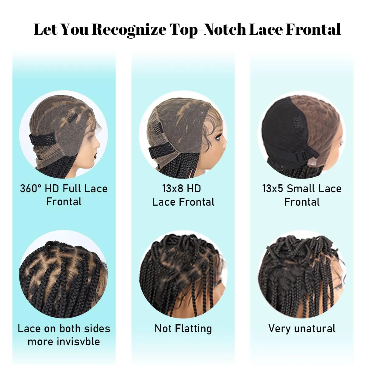 Boho Braided Wig 36 inch 360° HD Full Single-layer Lace Braid Wigs for Black Women Square Knotless Box Braid Wig with Baby Hair Handmade Synthetic Hair Blended Lace Front Wig Ombre brown