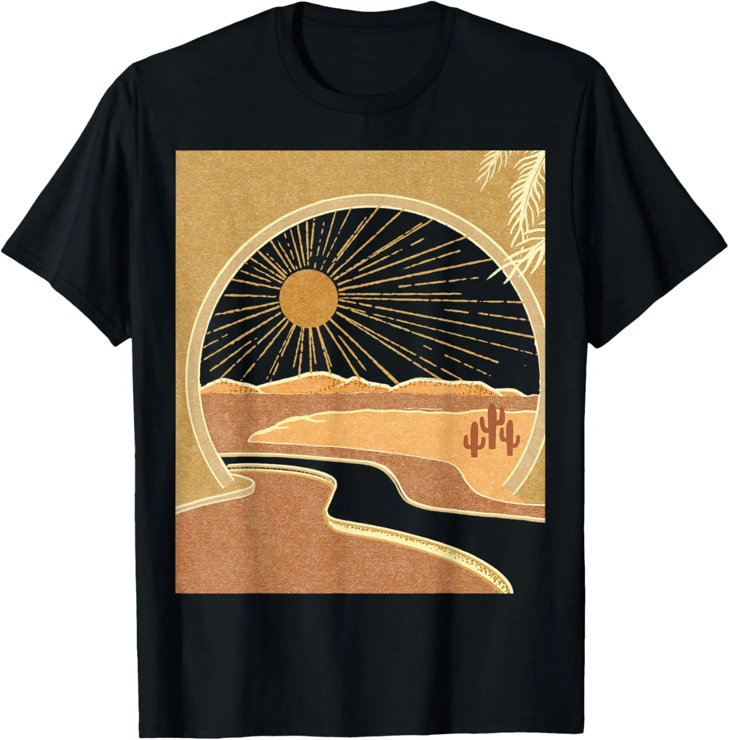 Boho Desert Aesthetic Sunrise Cactus Hippie Desert Landscape T-Shirt