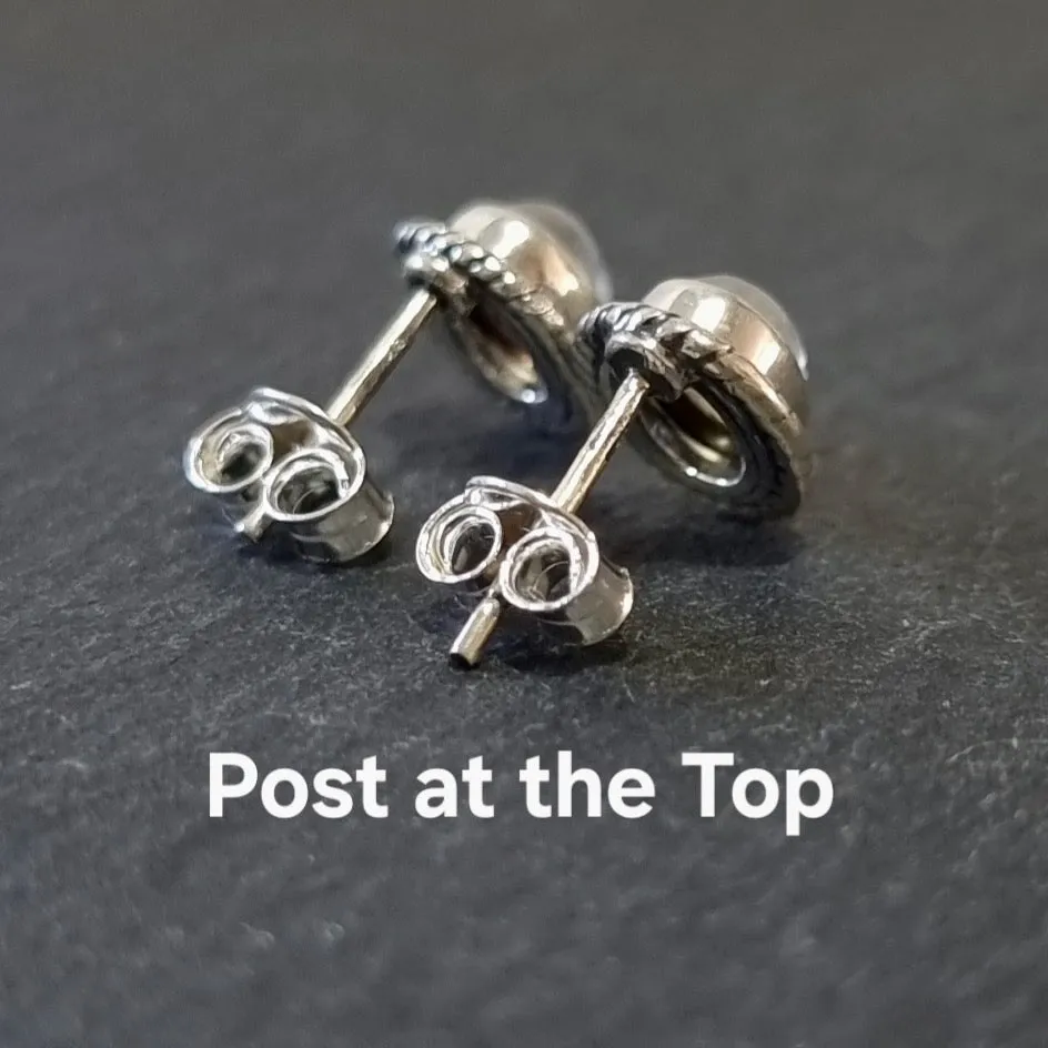Boho Oval Pearl Stud Earrings, 925 Sterling Silver, S4PL