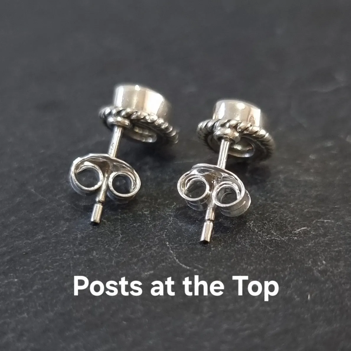 Boho Oval Sapphire Stud Earrings, 925 Sterling Silver, S4S