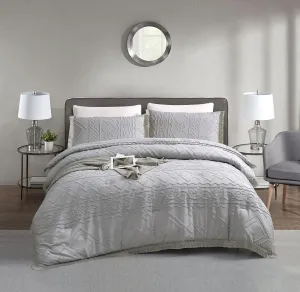 Boho Queen Comforter Set Grey 3 Pieces Tufted Tassel Comforter Set Queen Size Lightweight Queen Size Comforter Sets Shabby Chic Farmhouse Fluffy Gray Comforter Queen Bed Set Gift Choice