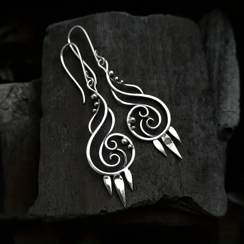 Boho Vintage Hollow Spiral Dangle Earrings For Men