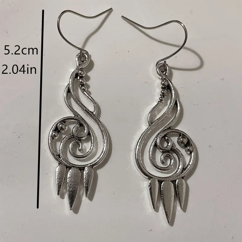 Boho Vintage Hollow Spiral Dangle Earrings For Men