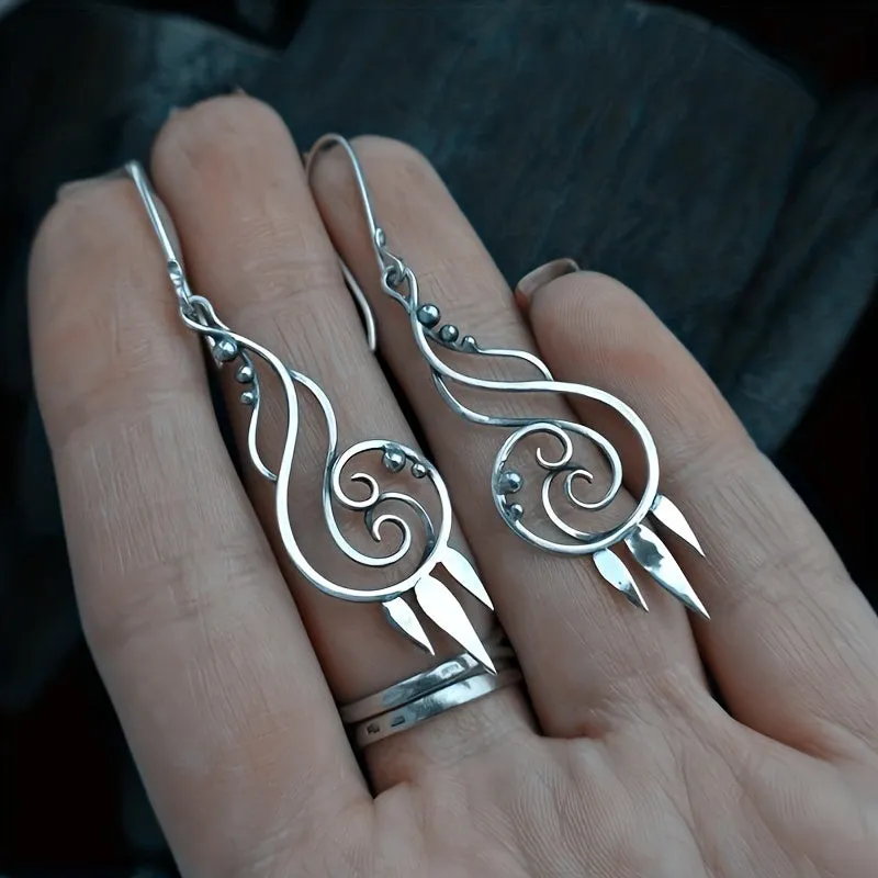 Boho Vintage Hollow Spiral Dangle Earrings For Men