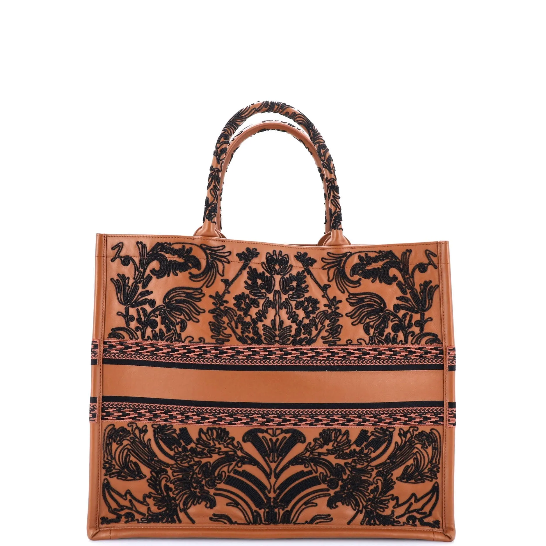 Book Tote Embroidered Leather Large