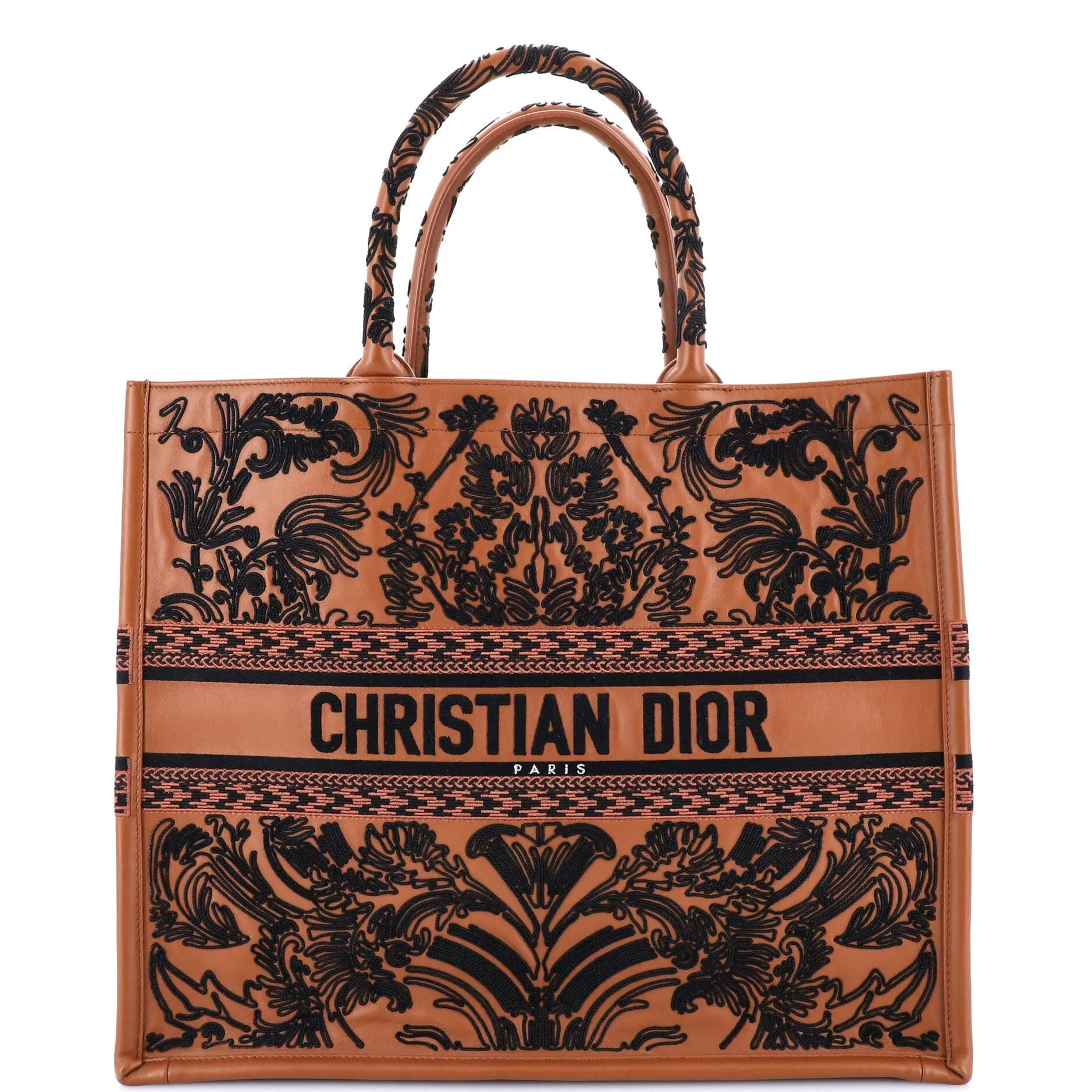Book Tote Embroidered Leather Large