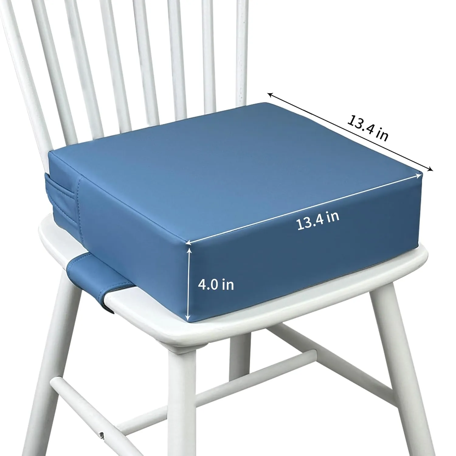 Booster Seat for Kitchen Chair (PU Material),Toddler Booster Seats for Dining Table Portable for Travel Camping Eating Double Safe Straps Non-Slip Bottom (Blue)