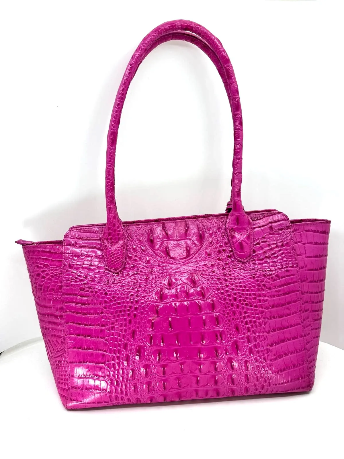 BRAHMIN MELBOURNE CROC EMBOSSED LEATHER TOTE BAG