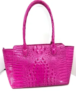 BRAHMIN MELBOURNE CROC EMBOSSED LEATHER TOTE BAG
