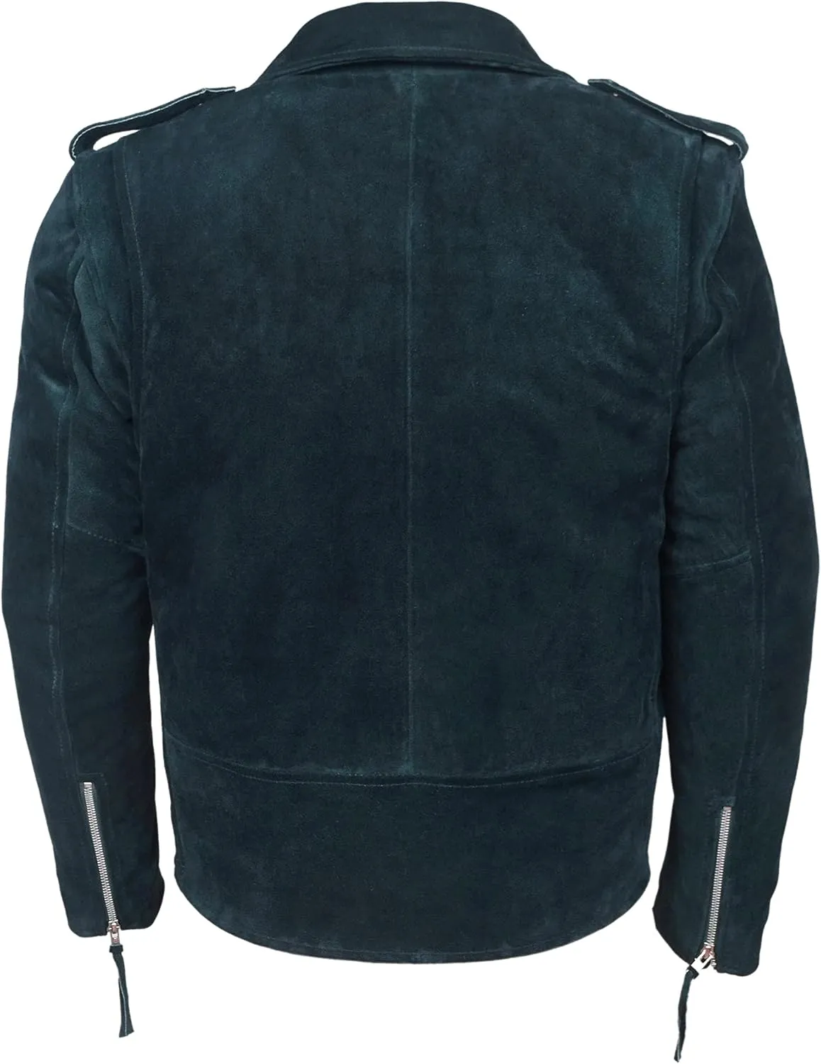 BRANDO Navy Blue Real Suede Men's Classic Motorcycle Biker Real Leather Jacket MBF
