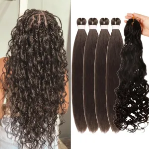 Brown Braiding Hair Pre Stretched for Boho Braids 4# Ocean Wave Crochet Boho Braiding Hair Hypoallergenic Extensions for Box Bohemian Braids knotless ez Braid Pre Stretched