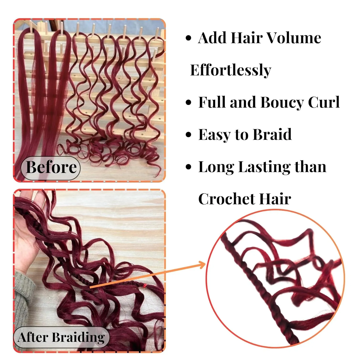 Brown Braiding Hair Pre Stretched for Boho Braids 4# Ocean Wave Crochet Boho Braiding Hair Hypoallergenic Extensions for Box Bohemian Braids knotless ez Braid Pre Stretched