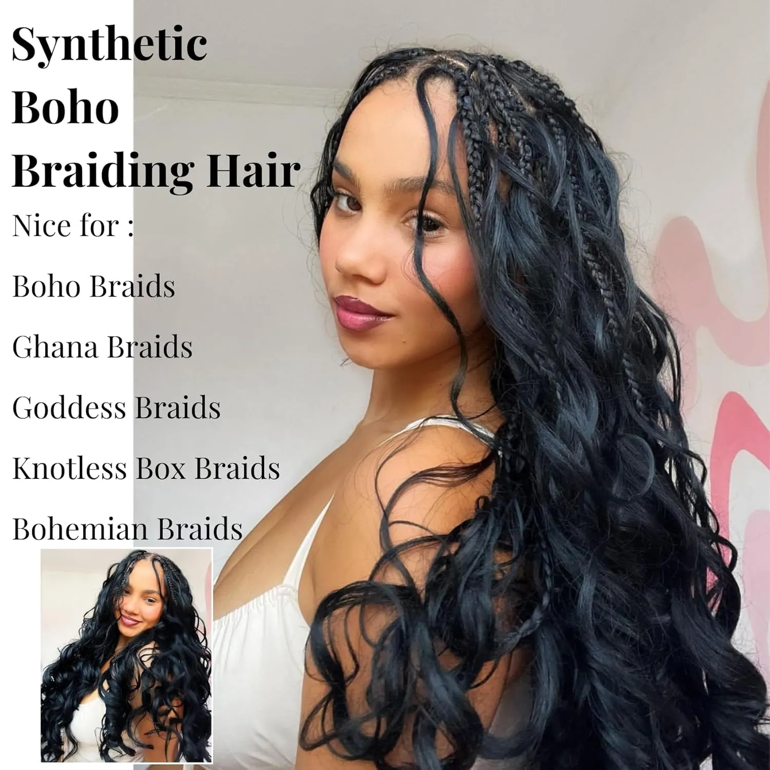 Brown Braiding Hair Pre Stretched for Boho Braids 4# Ocean Wave Crochet Boho Braiding Hair Hypoallergenic Extensions for Box Bohemian Braids knotless ez Braid Pre Stretched
