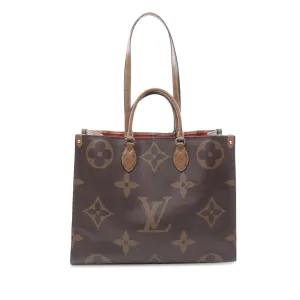 Brown Louis Vuitton Monogram Reverse Giant OnTheGo GM Satchel
