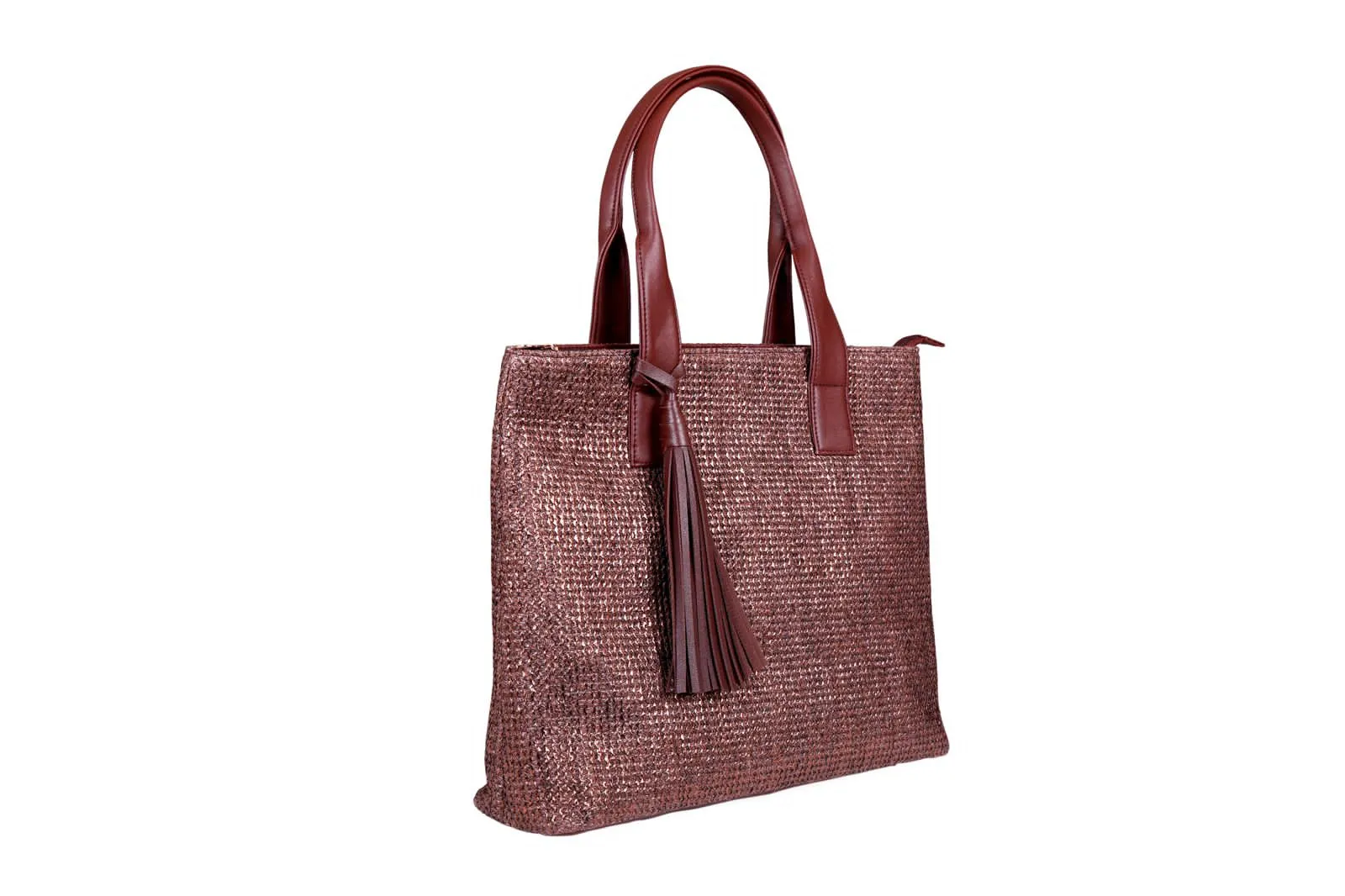 Brown shimmer Tote with tassels