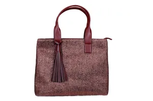 Brown shimmer Tote with tassels