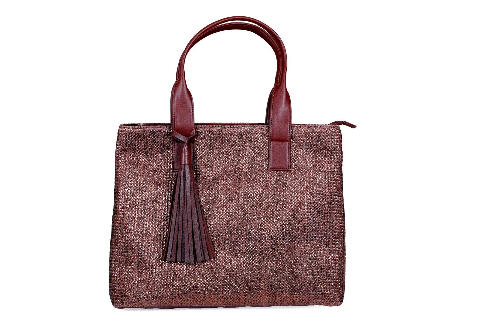 Brown shimmer Tote with tassels