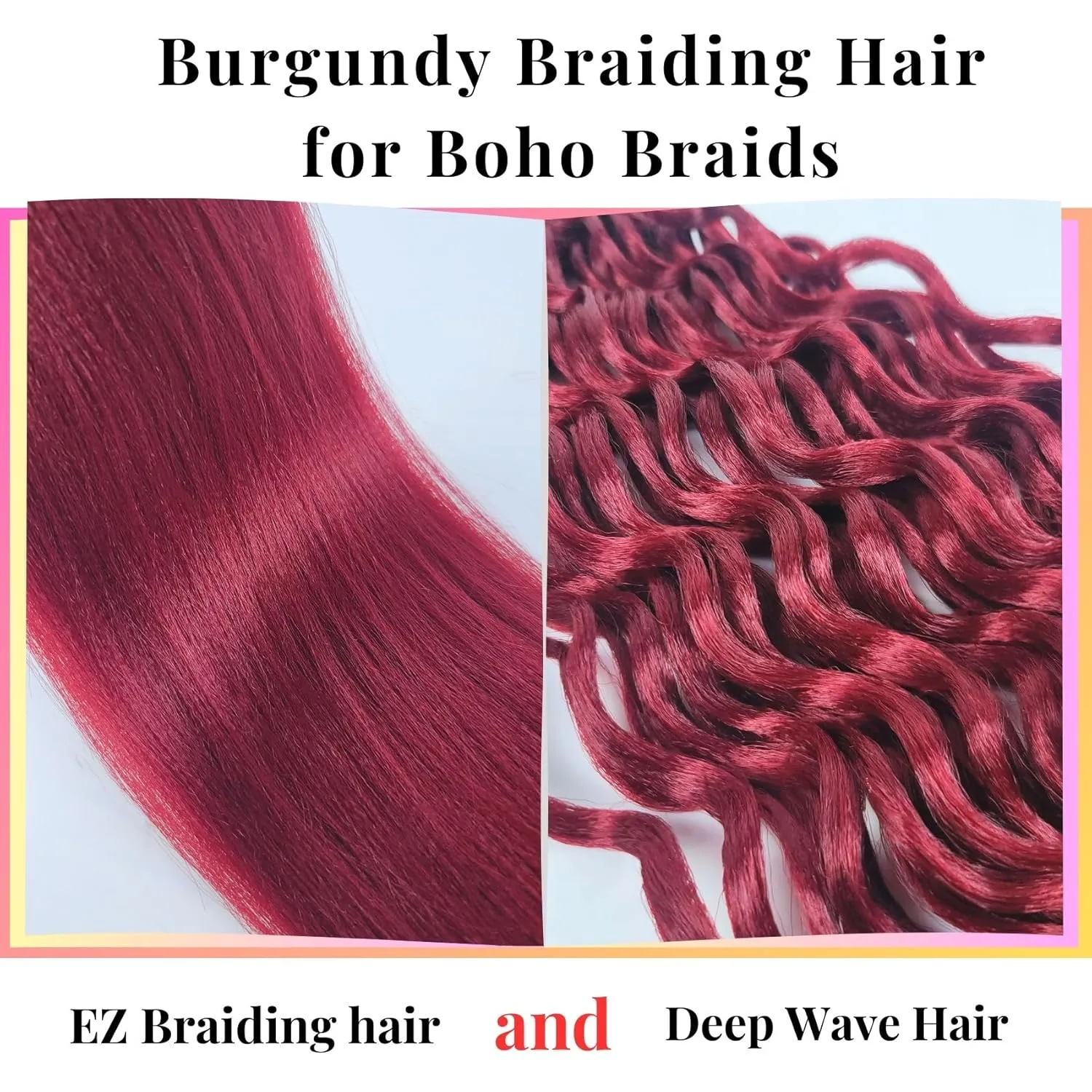 Burgundy Braiding Hair Pre Stretched for Boho Braids Synthetic Pre-stretched Knotless 900# Boho Braiding Hair Non toxic