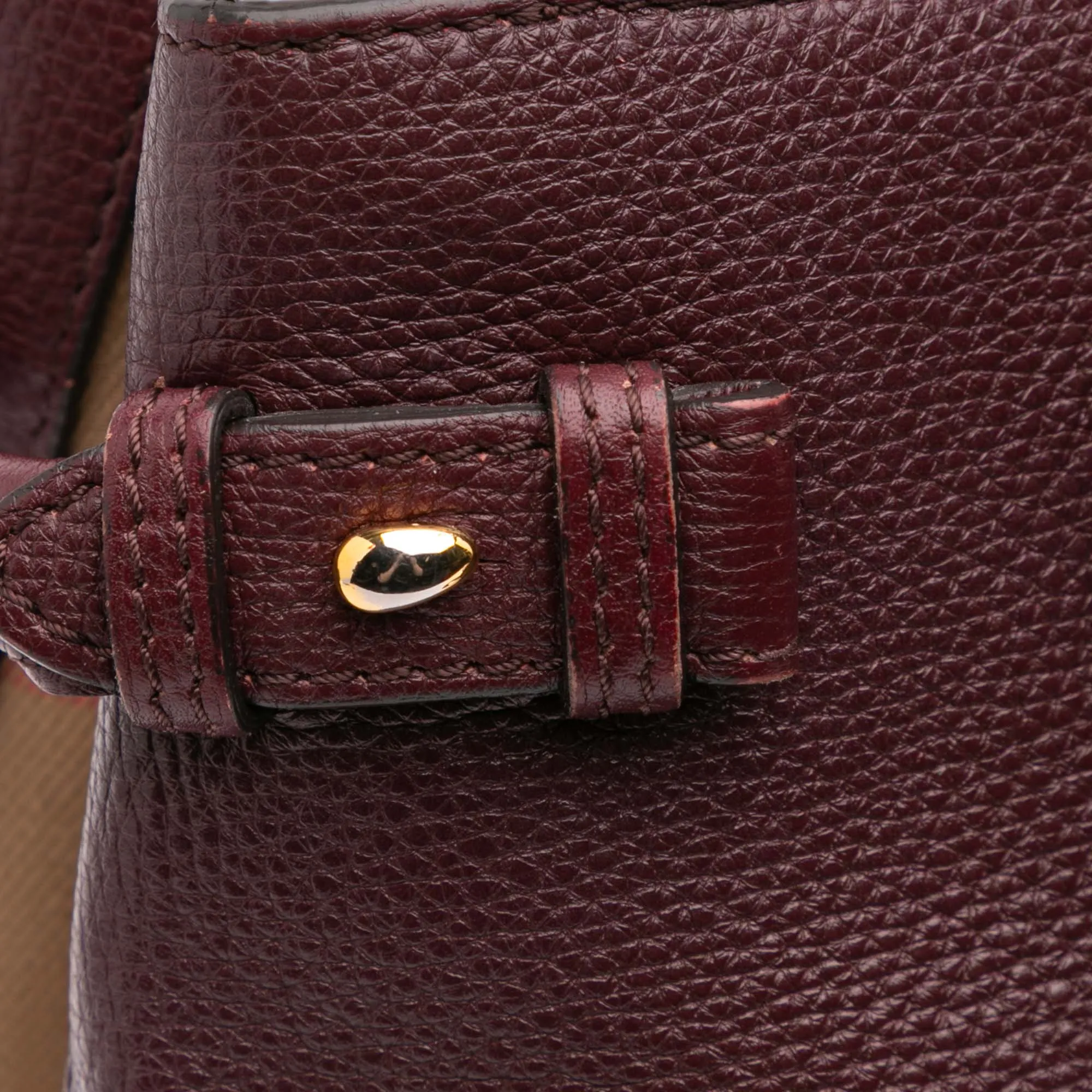 Burgundy Burberry Medium Leather and House Check Banner Satchel