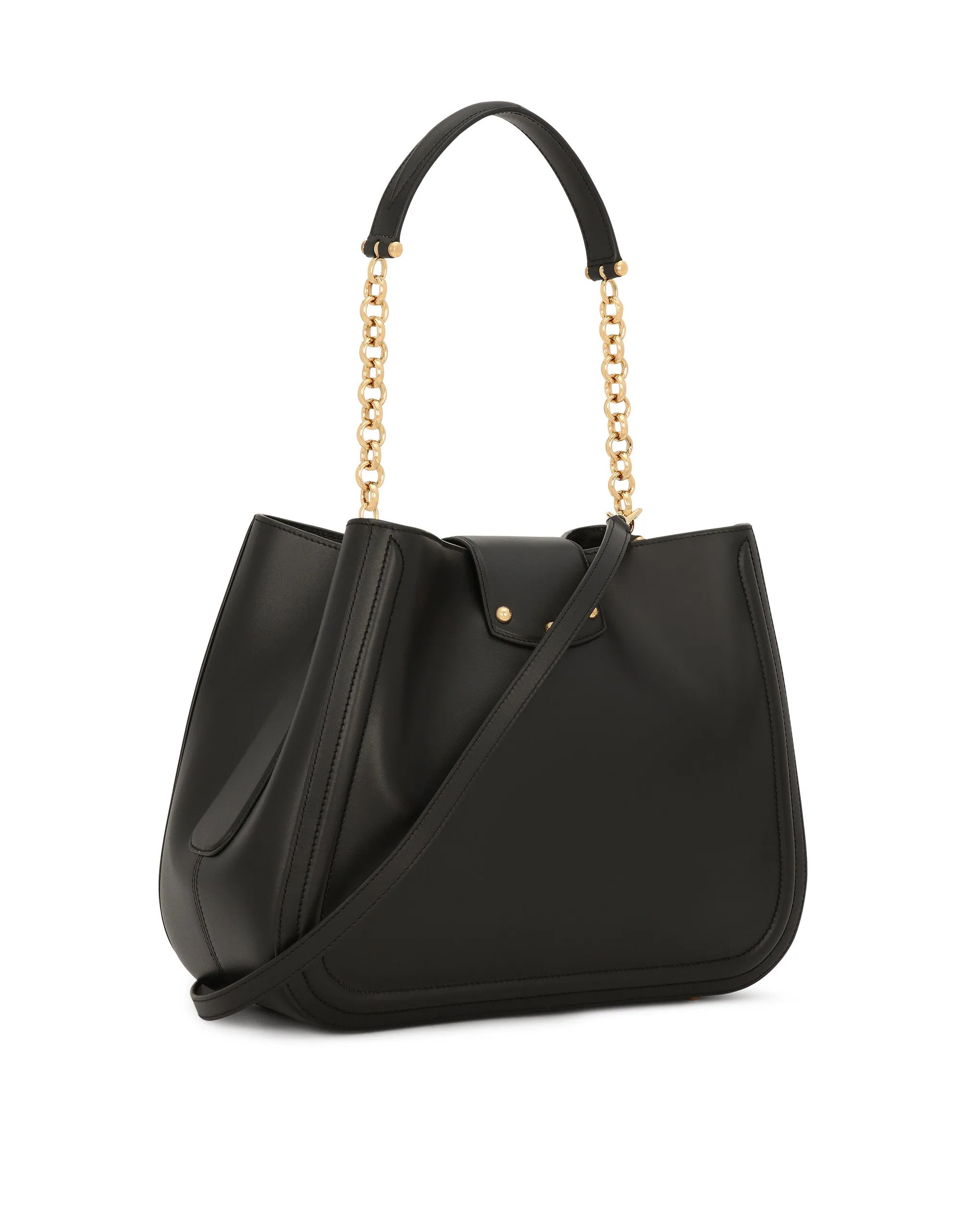 Calf leather handbag with shoulder strap