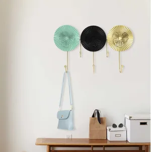 CAMBOS Wall Decor Modern Wall Sculpture Nordic Wrought Iron Metal Wall Art,Metal String Color Disc Wall Hanging,Light Luxury Green Row Hook Wall Decoration,for Modern Home Decor (B)