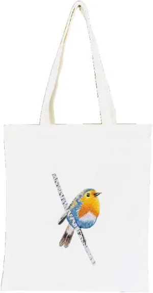 Canary Canvas Tote Bag Embroidery Kit,Robin Art Pattern,Cross Stitch Kits, Including Stamped Embroidery Bag with Hoops,Needle, Instruction Manual and Color Threads for Beginner (CX-11)