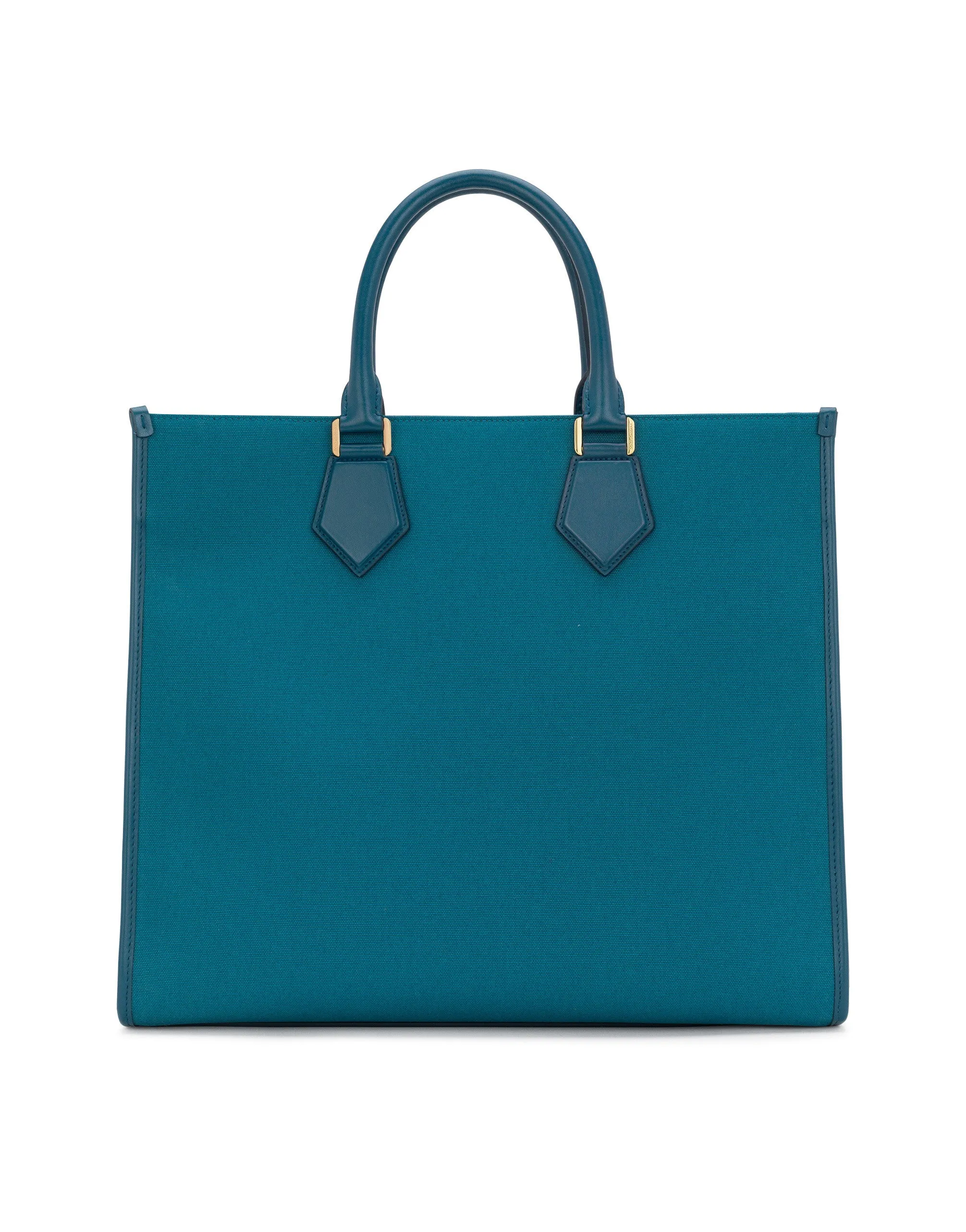 Canvas shopper with calfskin nappa details