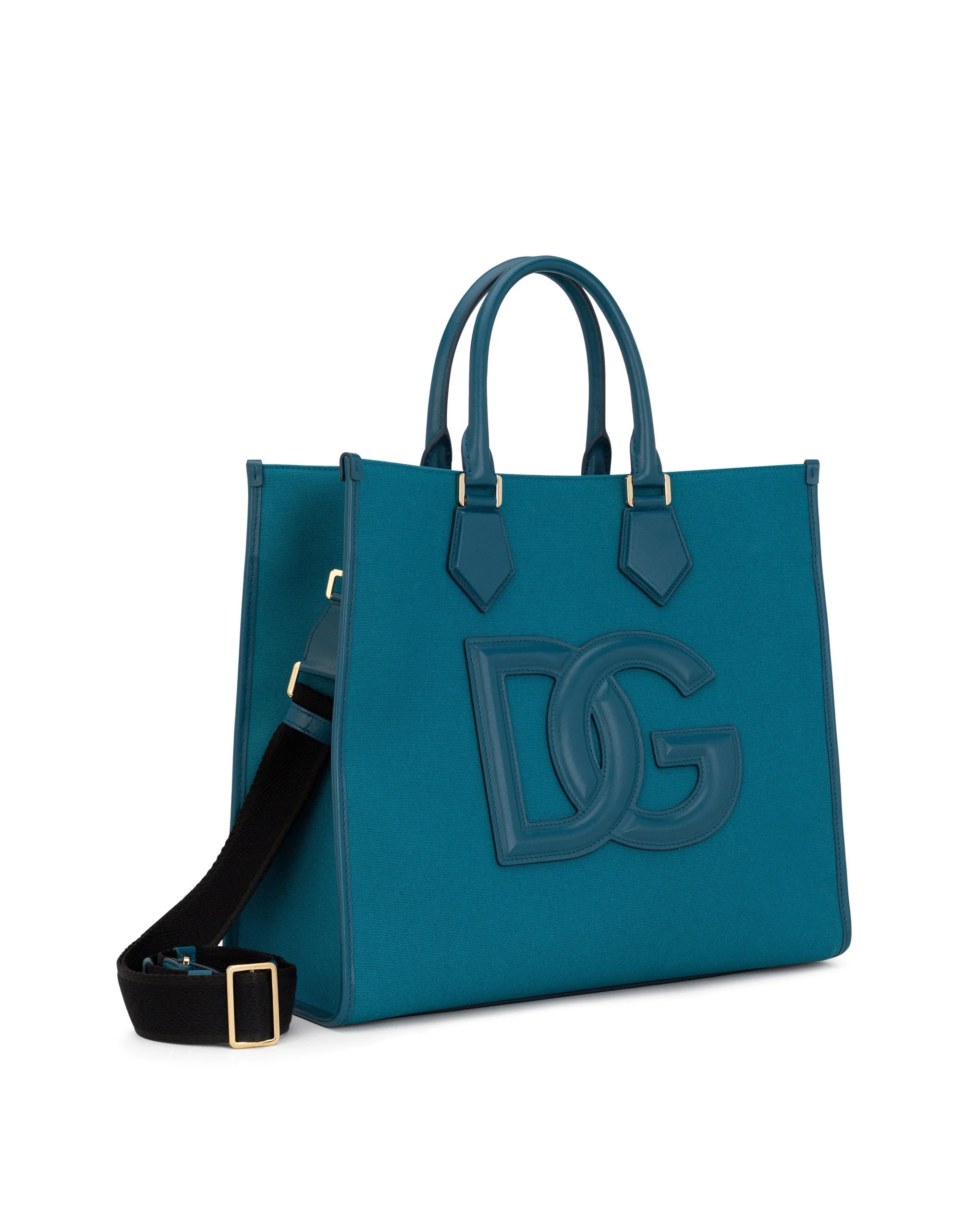 Canvas shopper with calfskin nappa details