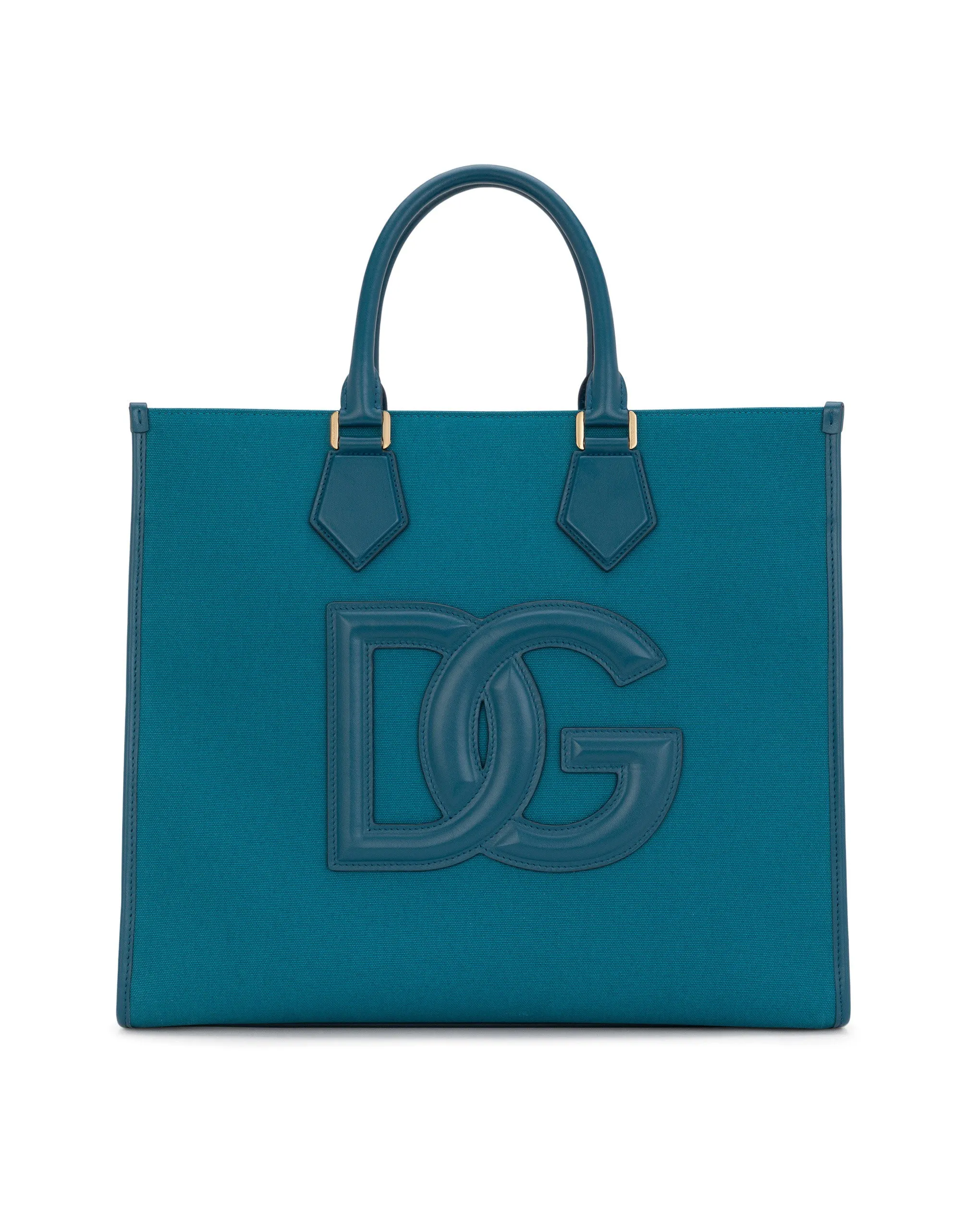 Canvas shopper with calfskin nappa details