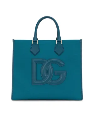 Canvas shopper with calfskin nappa details