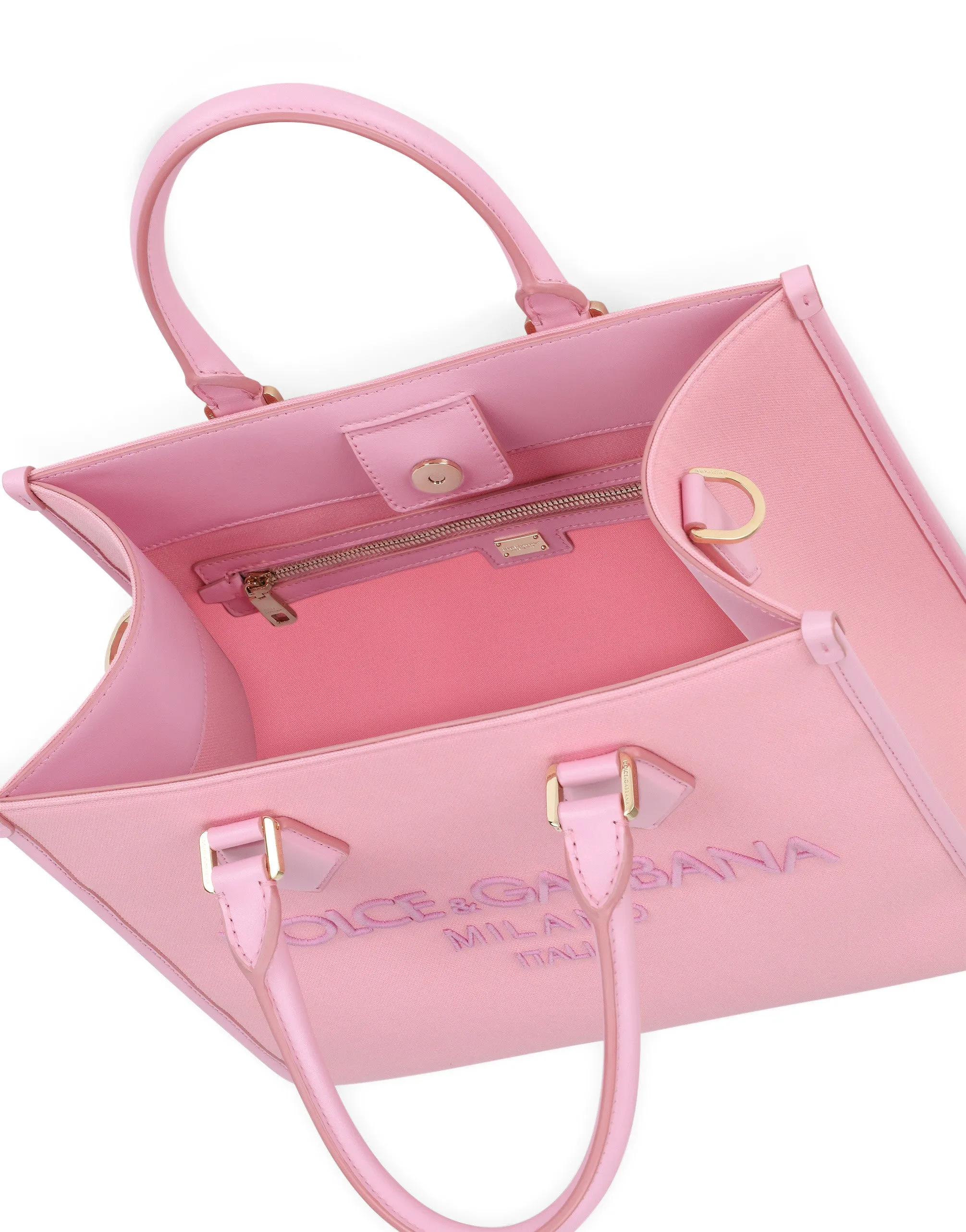 Canvas shopper with embroidered logo