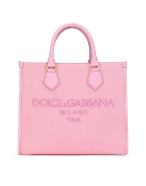 Canvas shopper with embroidered logo