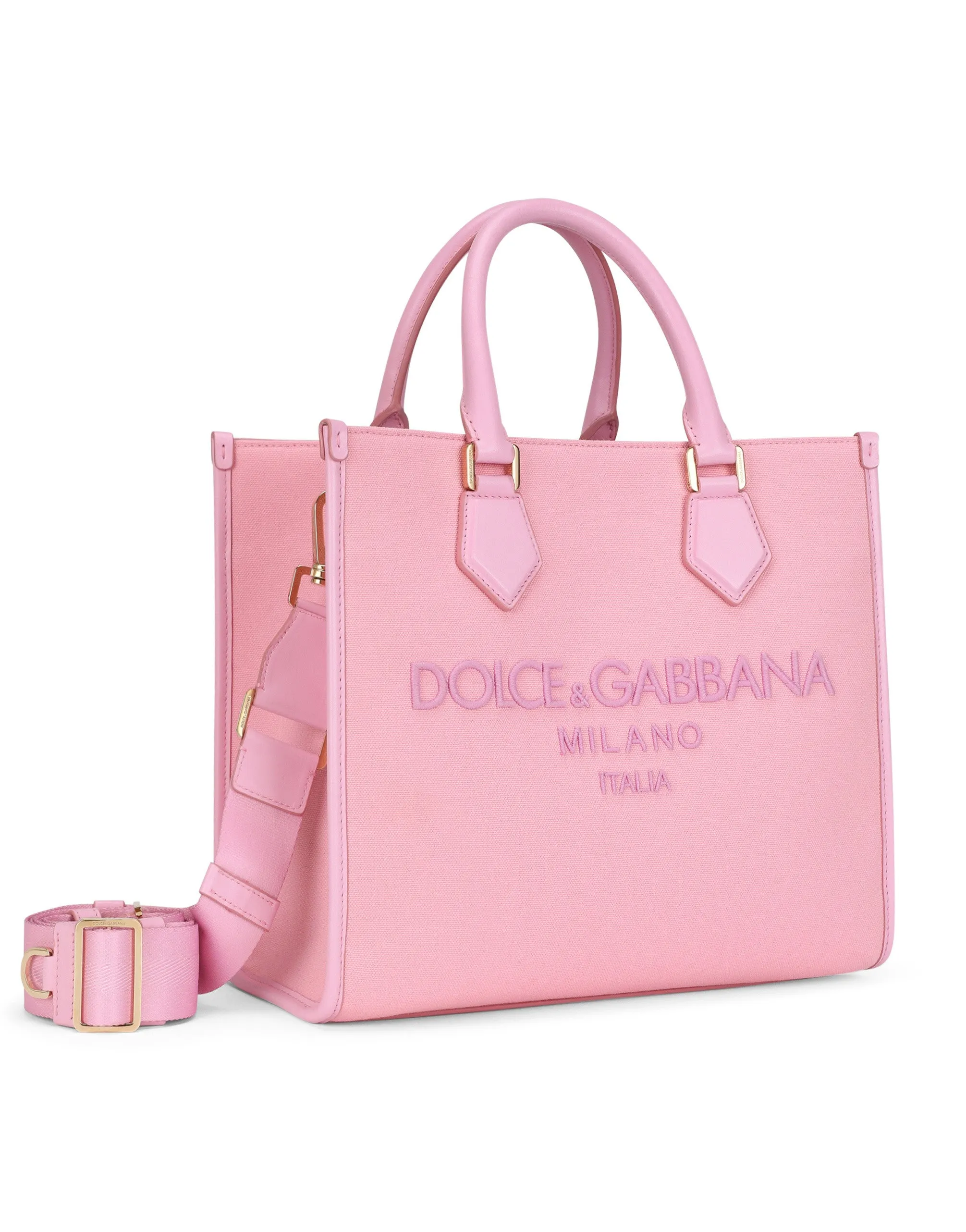 Canvas shopper with embroidered logo