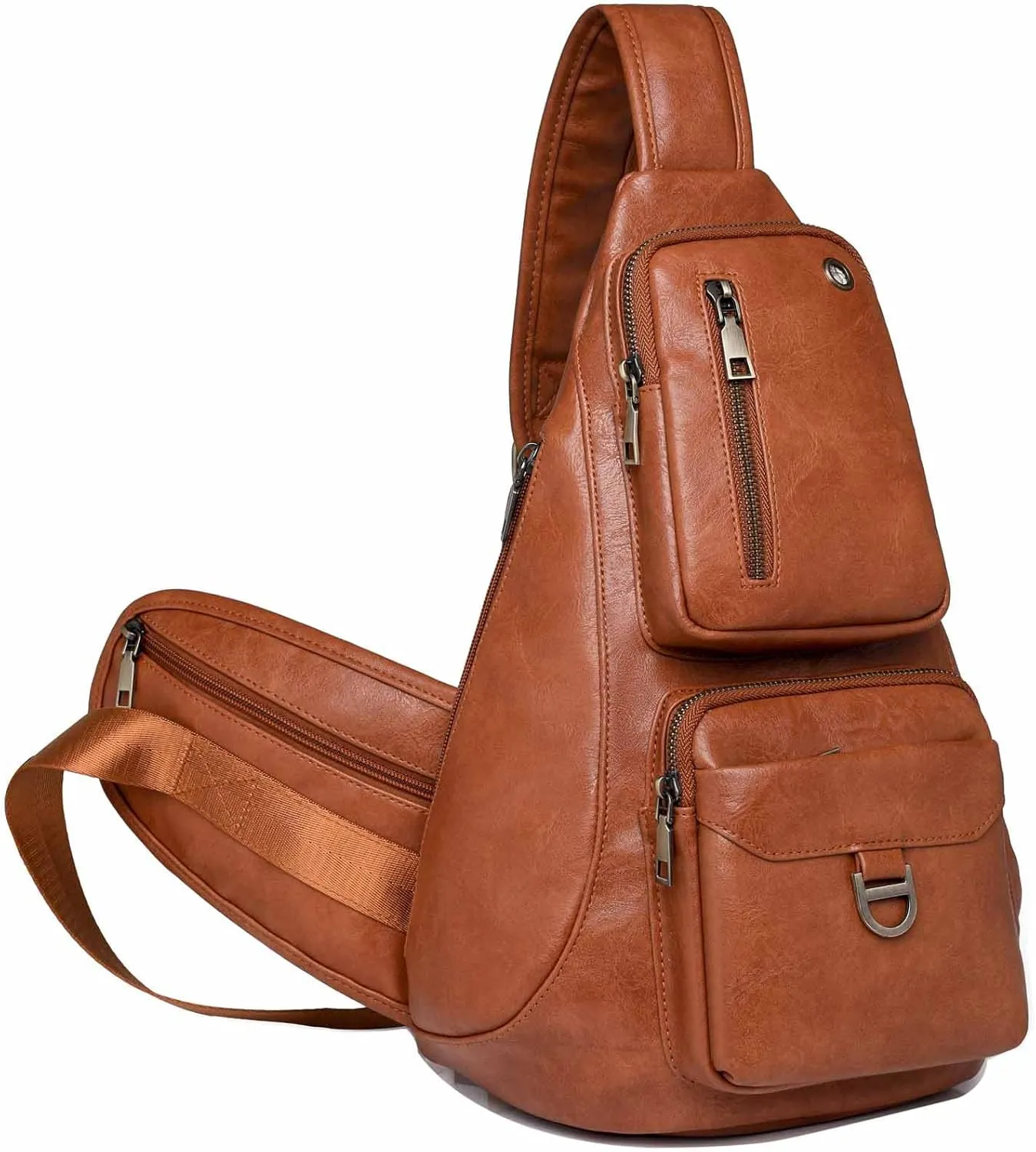 Capacity Crossbody Sling Backpack Fanny Pack Chest Shoulder Bag Daypack for Women Men(Brown)