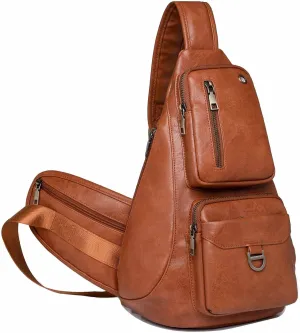 Capacity Crossbody Sling Backpack Fanny Pack Chest Shoulder Bag Daypack for Women Men(Brown)