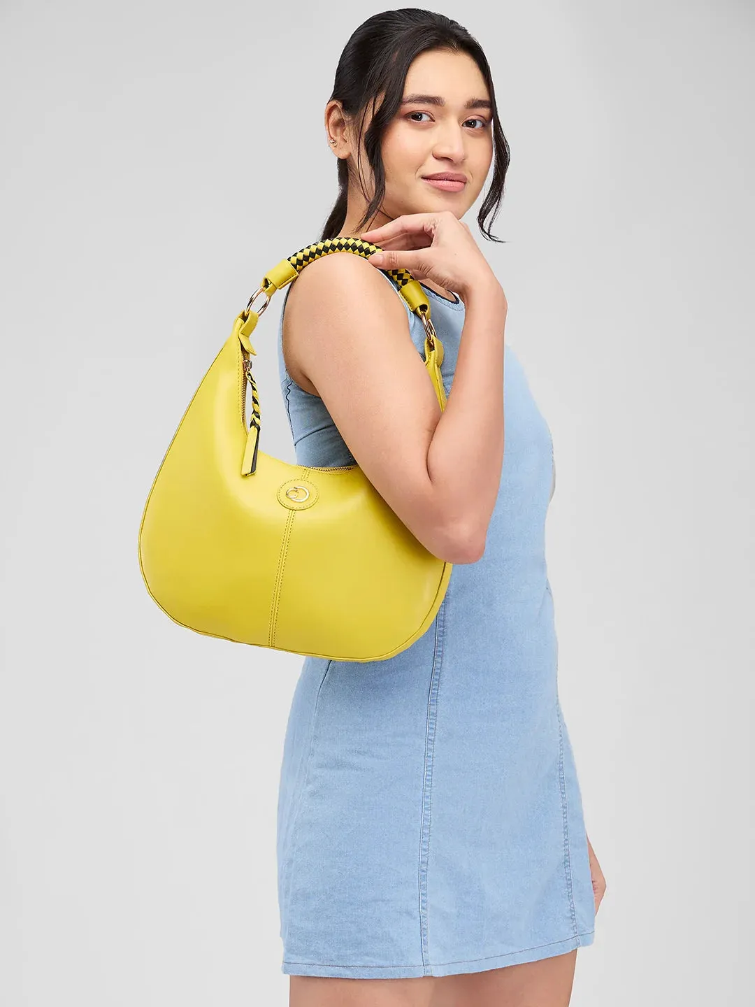 Caprese Mindy Medium Cyber Lime Hobo Bag