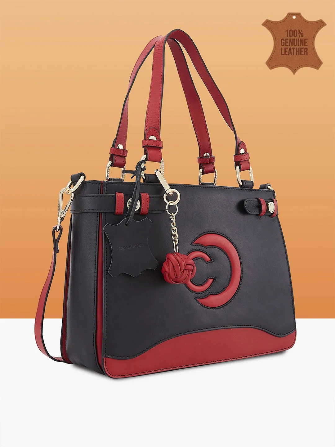 Caprese Minimal Formal Medium Black Satchel Bag