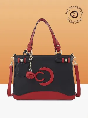 Caprese Minimal Formal Medium Black Satchel Bag