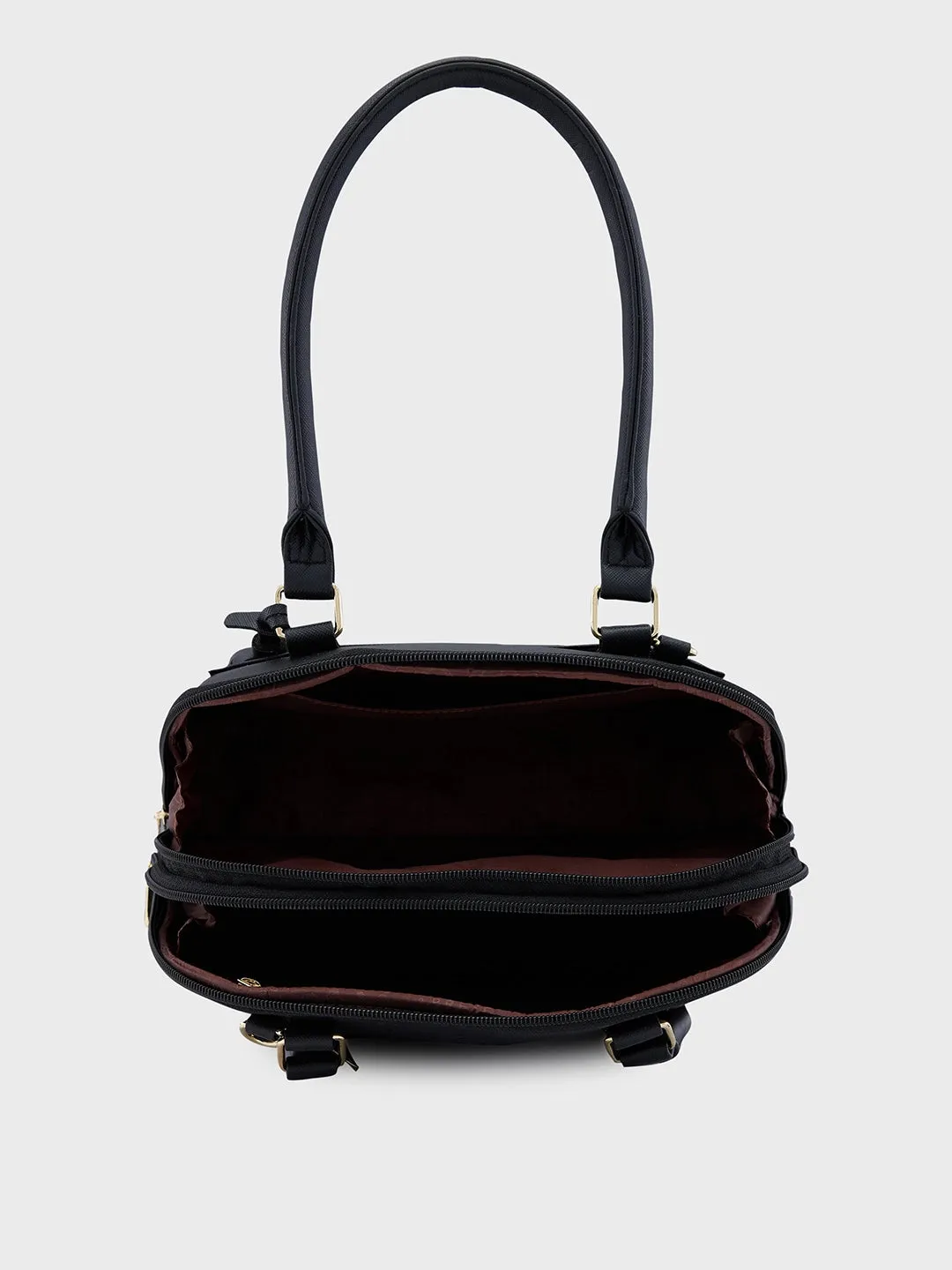 Caprese Montana Small Black Satchel Bag