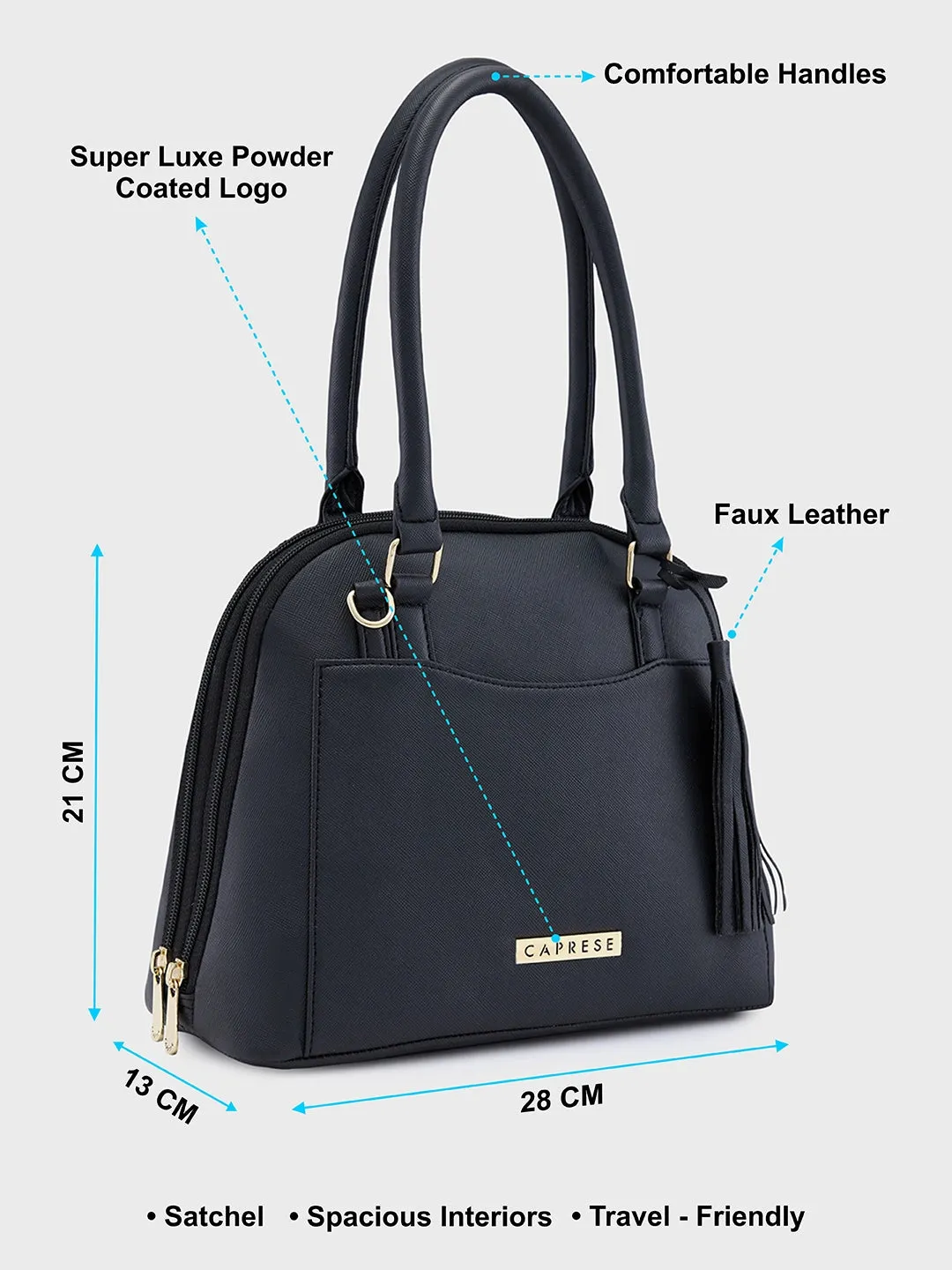 Caprese Montana Small Black Satchel Bag