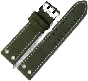 CAREG 20mm22mm Double Row Hole Leather Straps Compatible With Hamilton Seiko Watch Band Rivet Mens Pilot Khaki Field Aviation Watch Belts Durable
