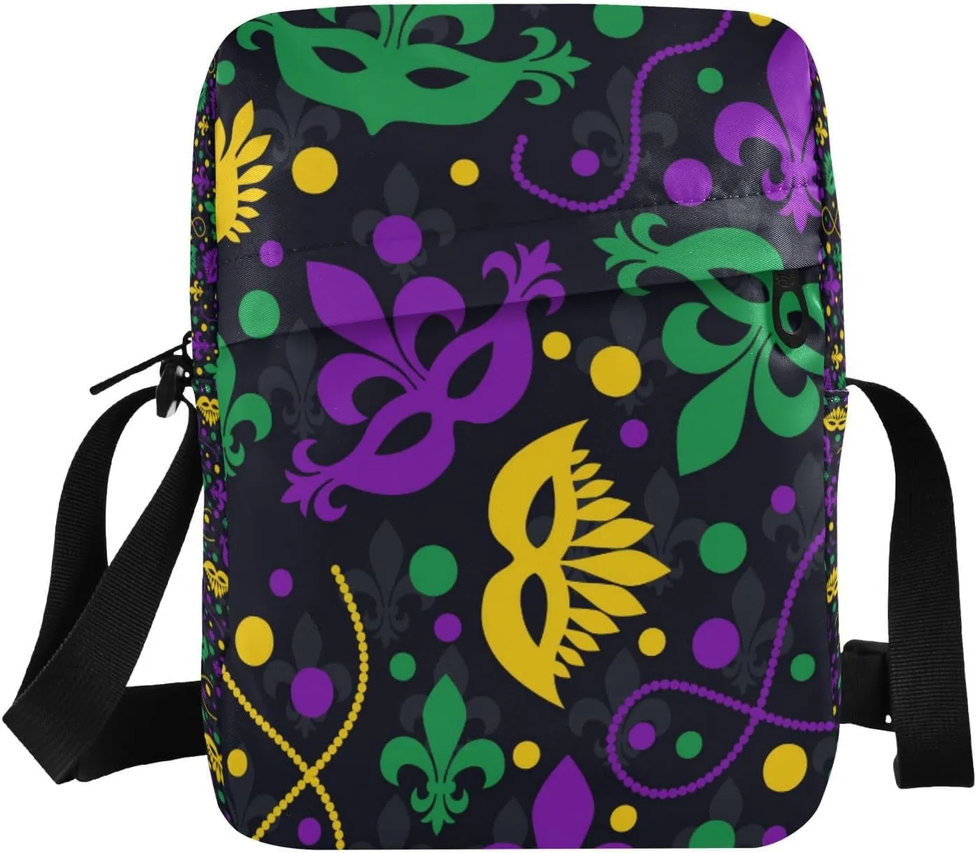 Carnival Mardi Gras Messenger Bag for Women Men Crossbody Shoulder Bag Cell Phone Shoulder Bag Mini Messenger Satchel Bag with Adjustable Strap for Cycling Hiking