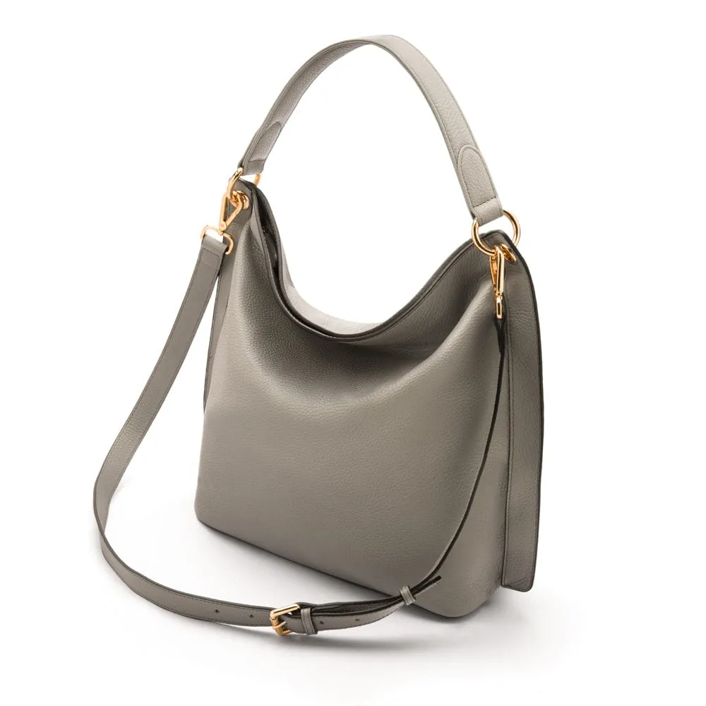 Carol Ann Slouchy Leather Shoulder Bag - Grey