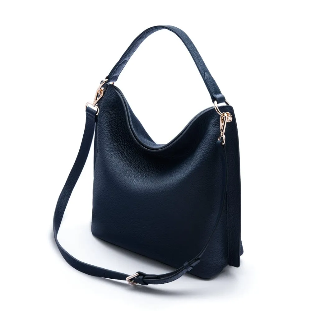 Carol Ann Slouchy Leather Shoulder Bag - Navy