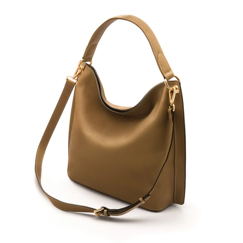 Carol Ann Slouchy Leather Shoulder Bag - Taupe