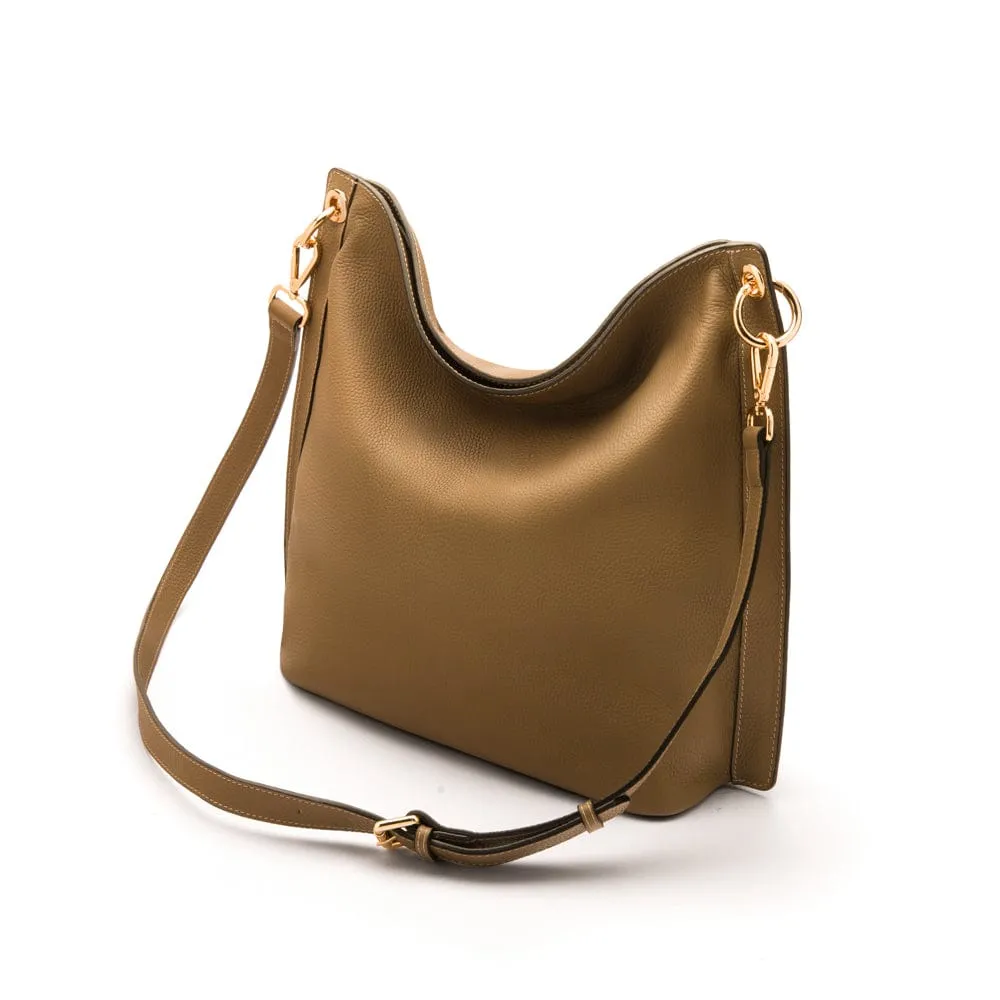 Carol Ann Slouchy Leather Shoulder Bag - Taupe