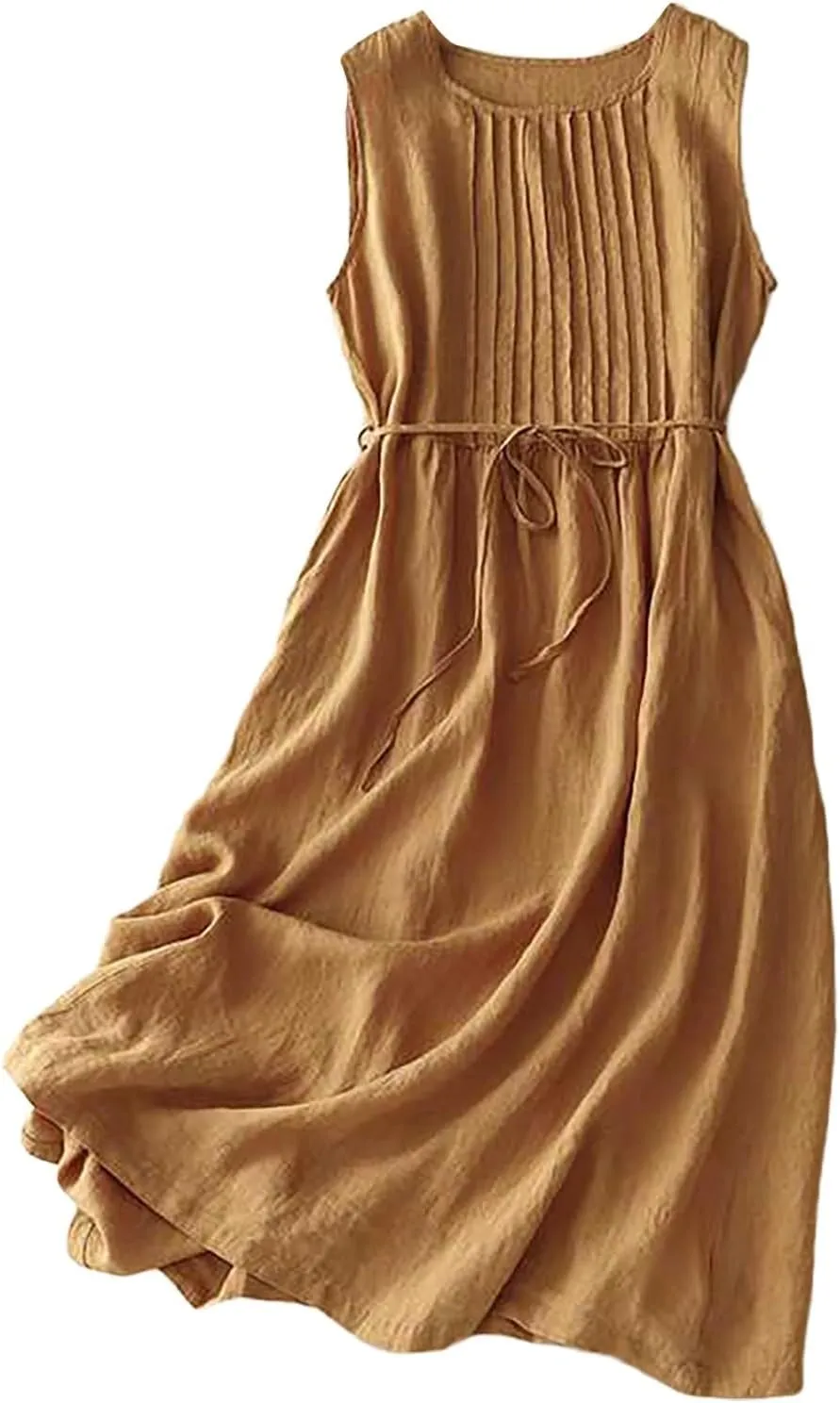 Casual Summer Dresses for Women 2025,Women's Classy Sleeveless Long Summer Dress Loose Fit Crew Neck Solid Color Dress
